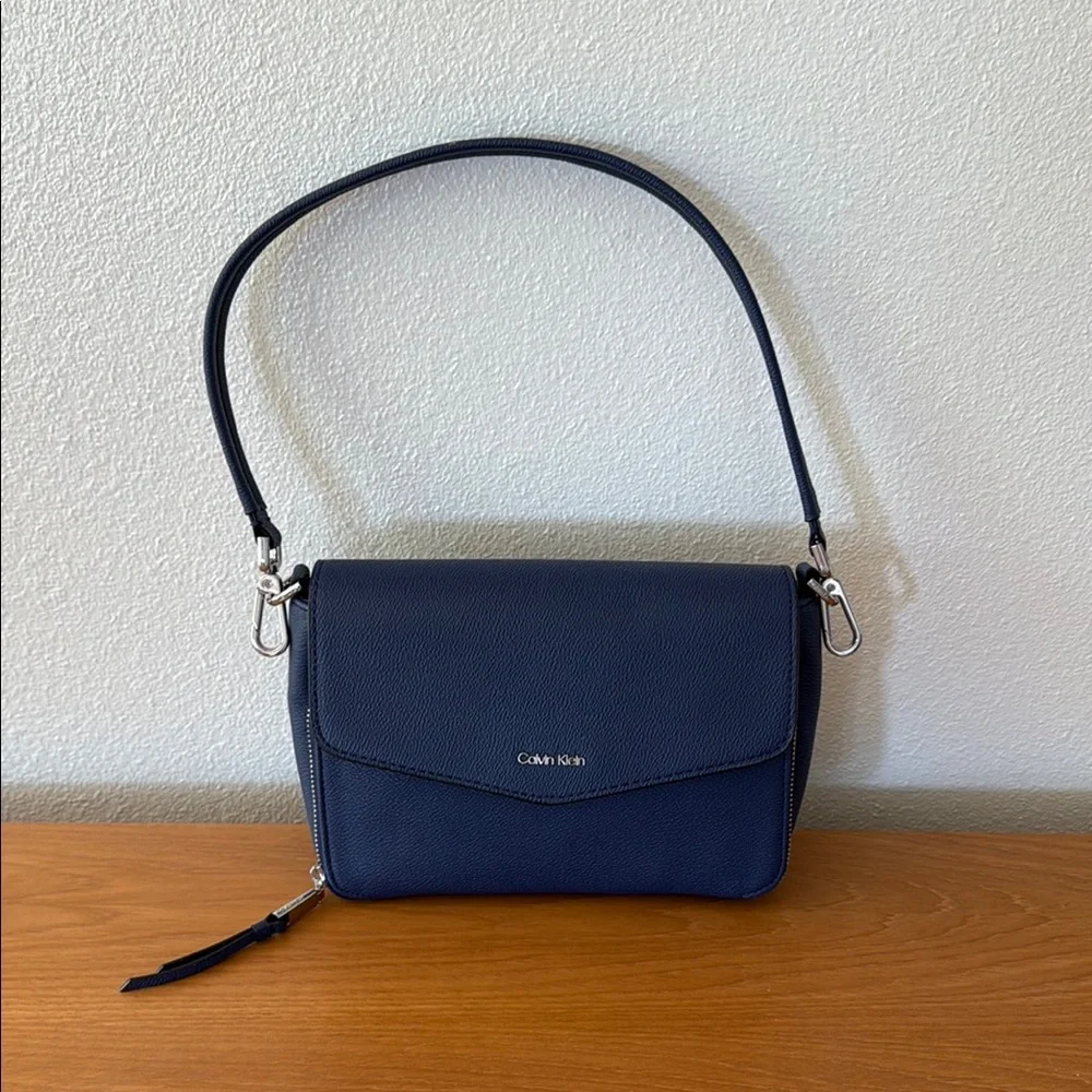 Calvin Klein Blue Shoulder Bag with Silver Hardware - Picture 1 of 9